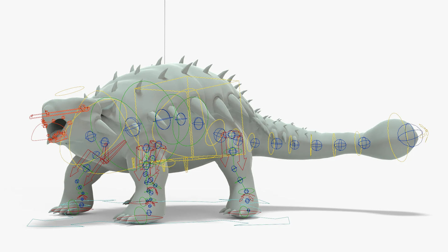 Ankylosaurus 3D Model Rigged Basemesh Skeleton