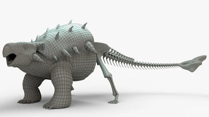 Ankylosaurus 3D Model Rigged Basemesh Skeleton