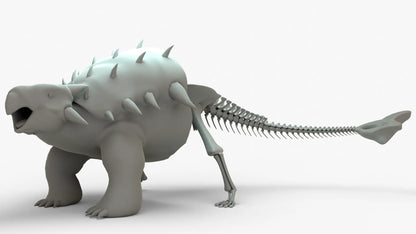 Ankylosaurus 3D Model Rigged Basemesh Skeleton