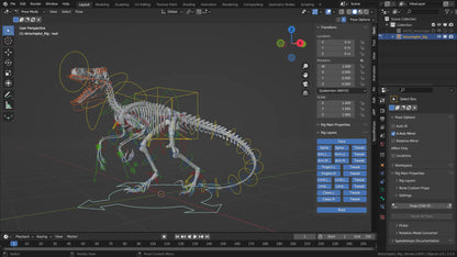 Atrociraptor 3D Model Rigged Basemesh Skeleton