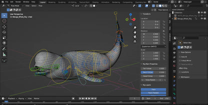 Beluga Whale 3D Model Rigged Basemesh