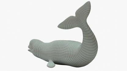 Beluga Whale 3D Model Rigged Basemesh