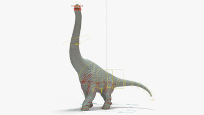 Brachiosaurus 3D Model Rigged Basemesh Skeleton