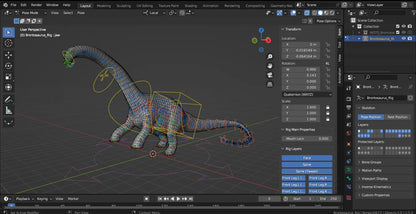 Brontosaurus 3D Model Rigged Basemesh