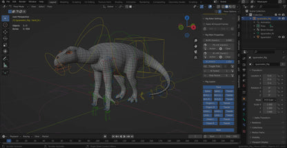 Iguanodon 3D Model Rigged Basemesh