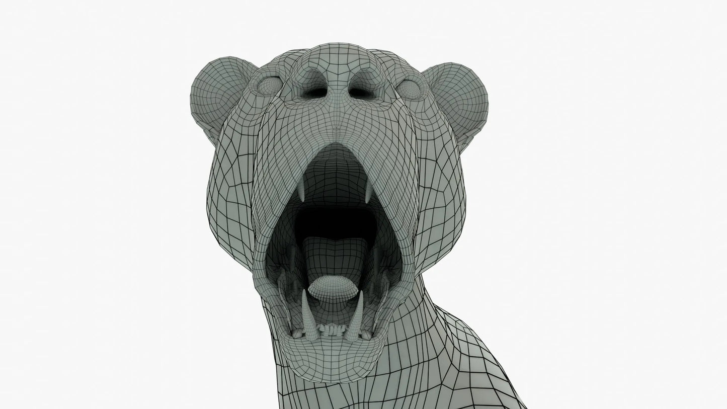 Couple Lion 3D Model Rigged Basemesh