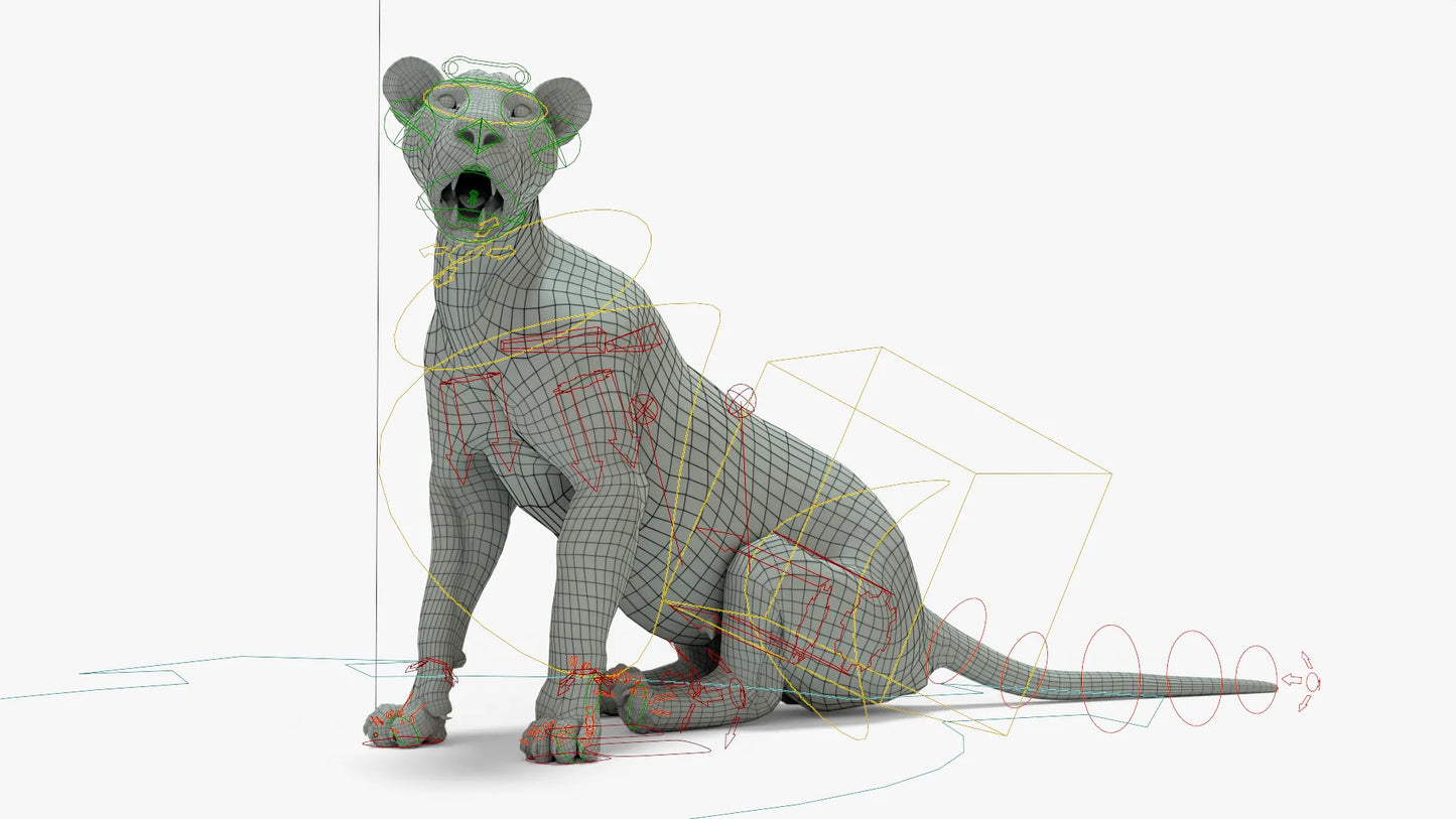 Couple Lion 3D Model Rigged Basemesh