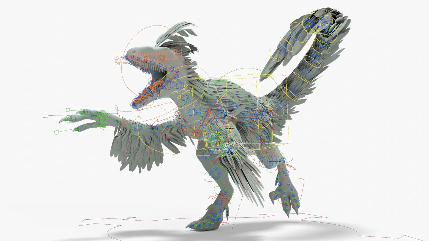 Pyroraptor 3D Model Rigged Basemesh