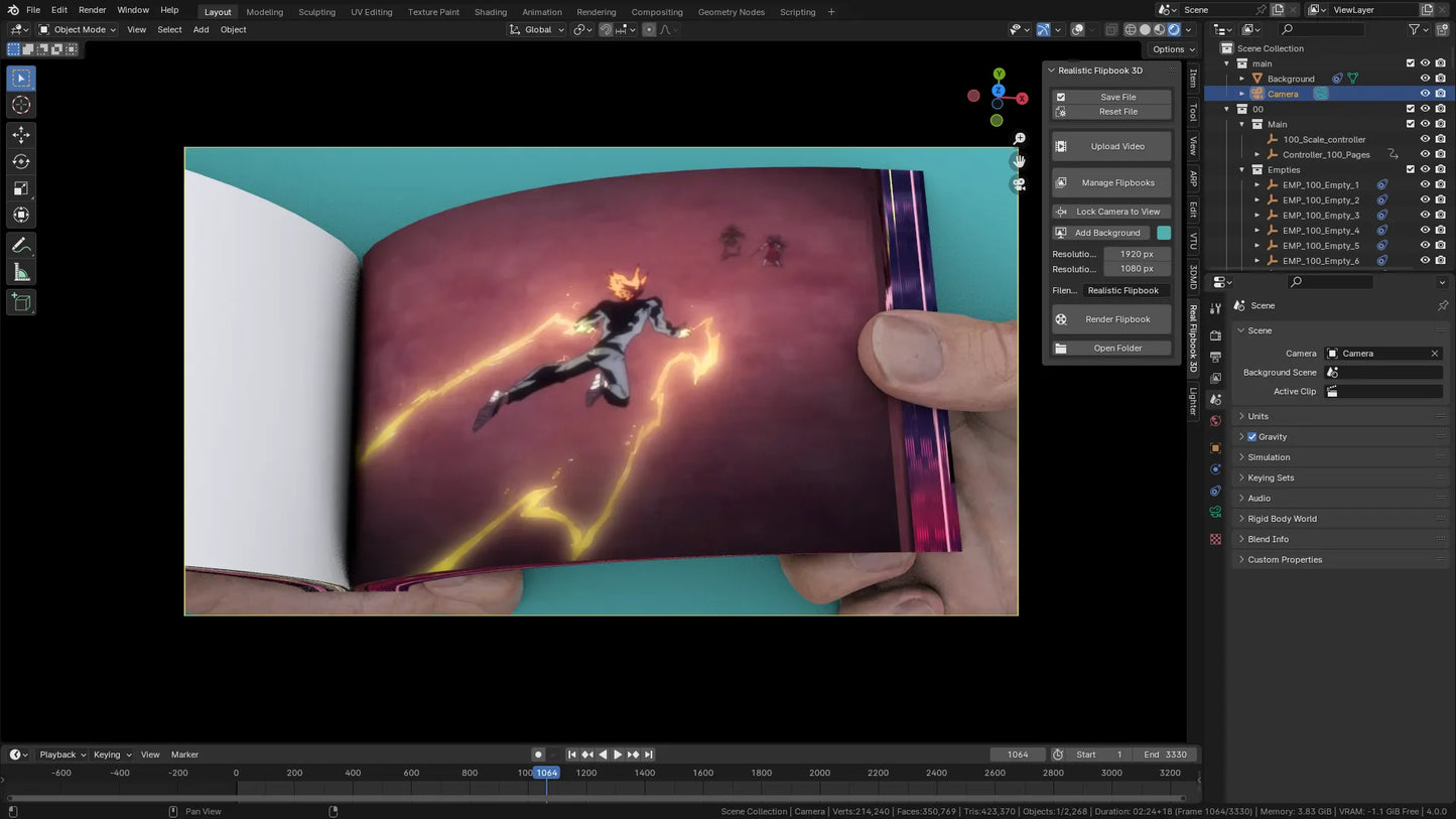 Realistic Flipbook 3D 1.0 Addon for Blender 4