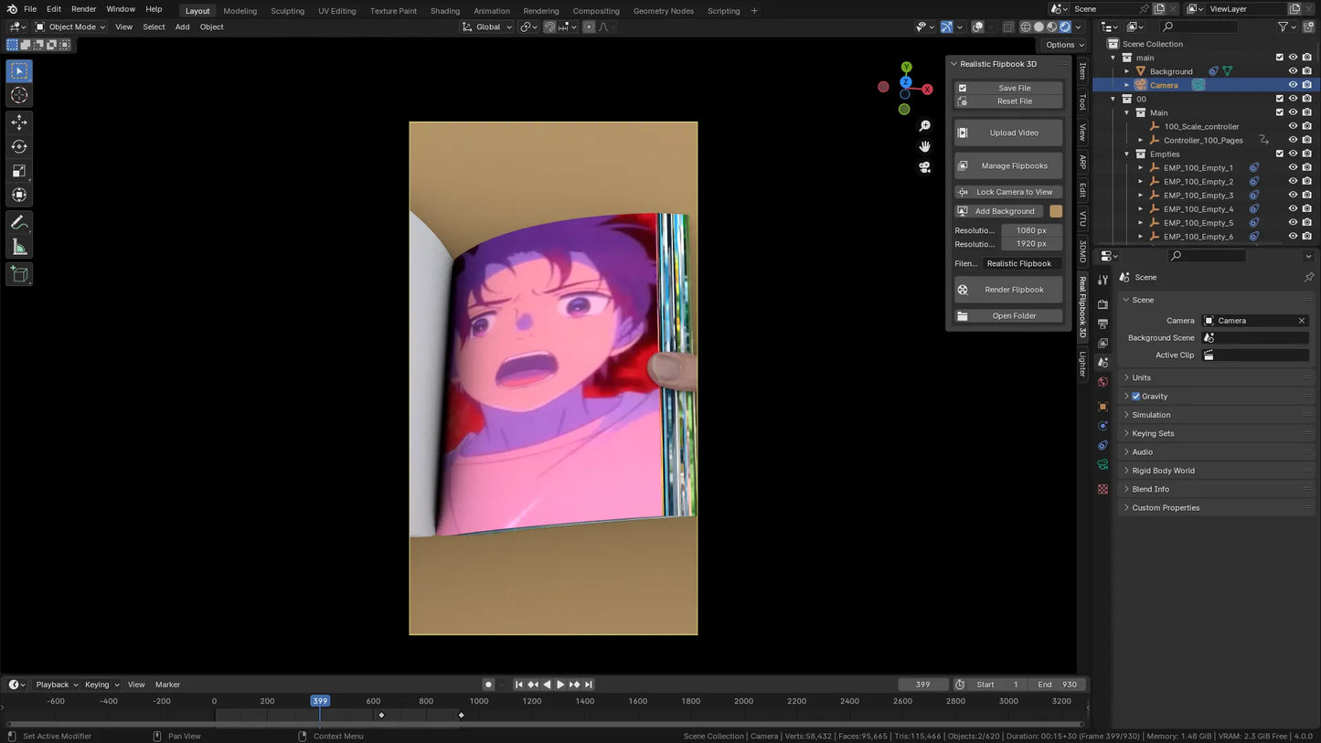 Realistic Flipbook 3D 1.0 Addon for Blender 4