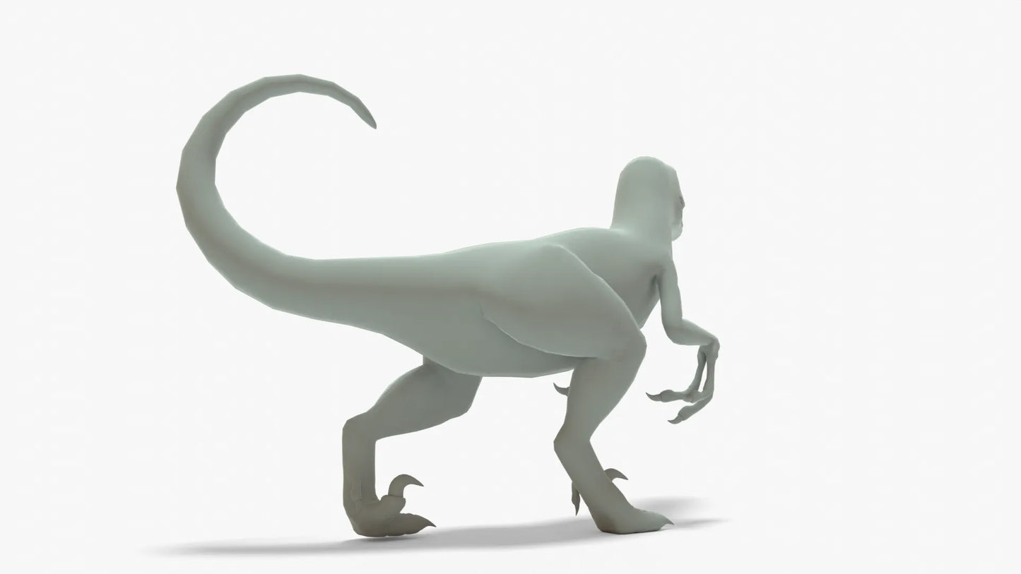 Velociraptor 3D Model Rigged Basemesh Skeleton