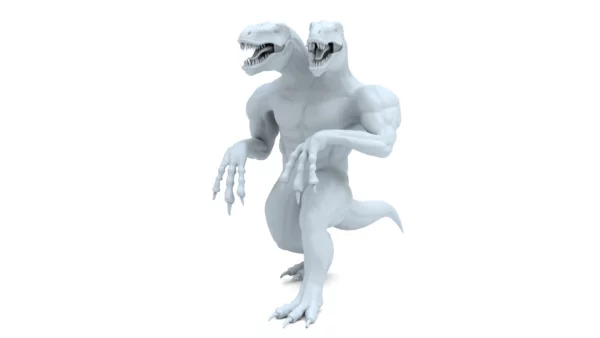 2 Head Dinosaur 3D Model Rigged 3D Model Creature Guard 4