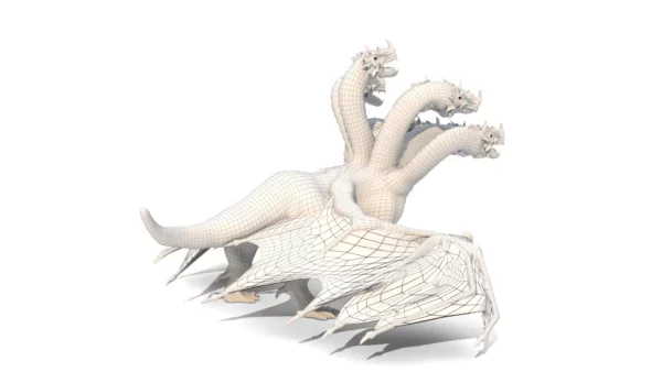 Realistic 5 Head Dragon 3D Model Rigged 3D Model Creature Guard 17