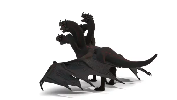 Realistic 5 Head Dragon 3D Model Rigged 3D Model Creature Guard 12