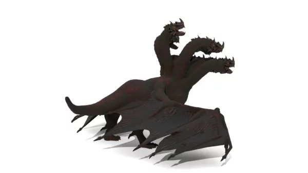 Realistic 5 Head Dragon 3D Model Rigged 3D Model Creature Guard 3