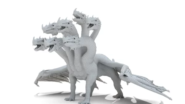 Realistic 5 Head Dragon 3D Model Rigged 3D Model Creature Guard 14