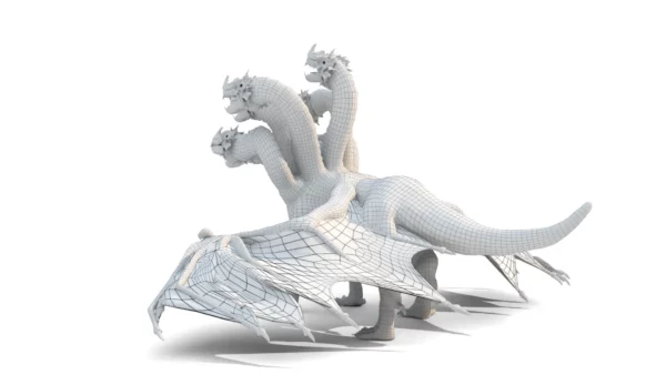 Realistic 5 Head Dragon 3D Model Rigged 3D Model Creature Guard 16