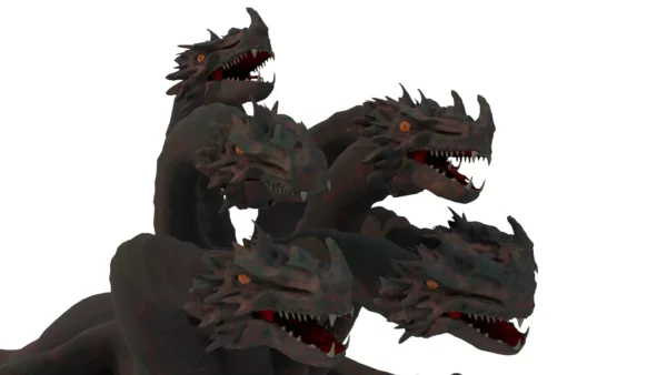 Realistic 5 Head Dragon 3D Model Rigged 3D Model Creature Guard 5