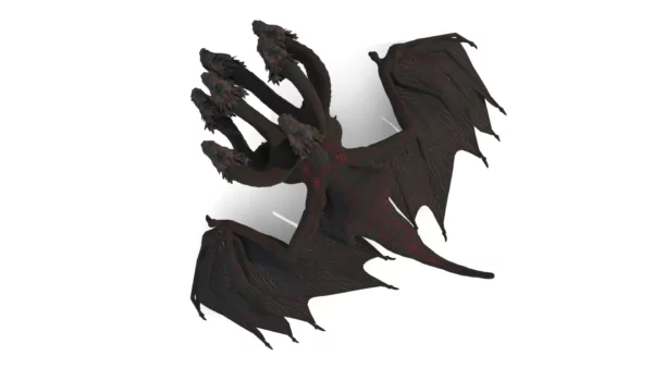 Realistic 5 Head Dragon 3D Model Rigged 3D Model Creature Guard 8