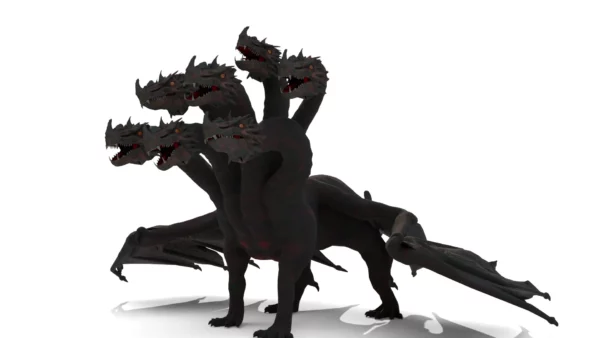 Realistic 5 Head Dragon 3D Model Rigged 3D Model Creature Guard 11