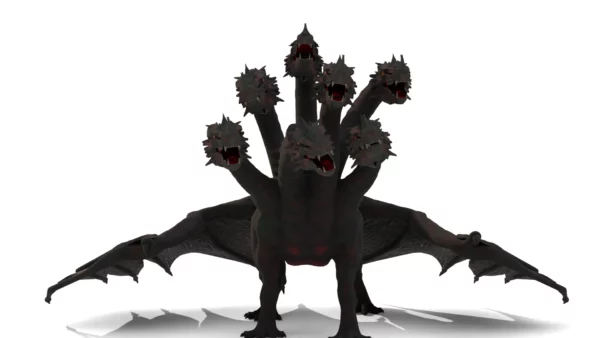 Realistic 5 Head Dragon 3D Model Rigged 3D Model Creature Guard 6