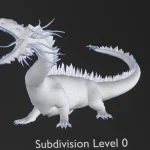 Realistic Dragon Rigged Low Poly 3D Model Wireframe