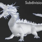 Realistic Dragon Rigged Low Poly 3D Model Wireframe1