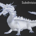 Realistic Dragon Rigged Low Poly 3D Model Wireframe2