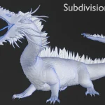 Realistic Dragon Rigged Low Poly 3D Model Wireframe3