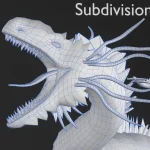 Realistic Dragon Rigged Low Poly 3D Model Wireframe5