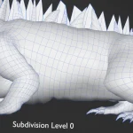 Realistic Dragon Rigged Low Poly 3D Model Wireframe9