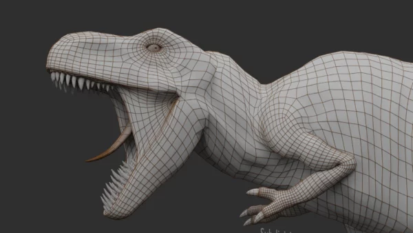 Realistic Tyrannosaurus Rex 3D Model Rigged Low Poly 3D Model Creature Guard 23