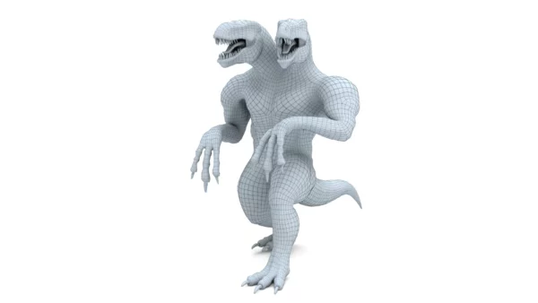2 Head Dinosaur 3D Model Rigged 3D Model Creature Guard 14