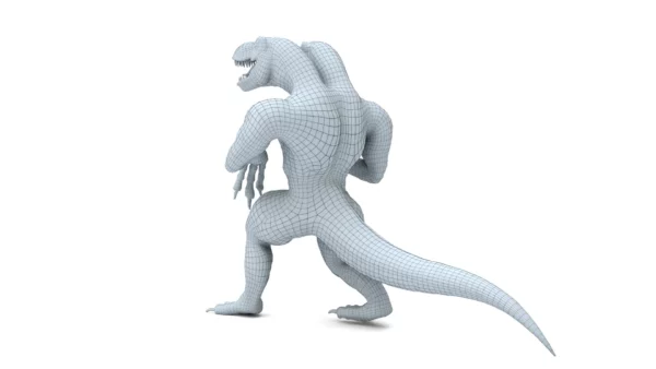 2 Head Dinosaur 3D Model Rigged 3D Model Creature Guard 16