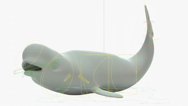 Beluga Whale 3D Model Rigged Basemesh 3D Model Creature Guard 20