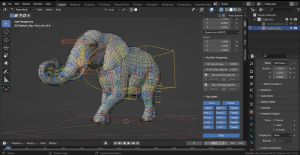 Elephant rigged 3D Model