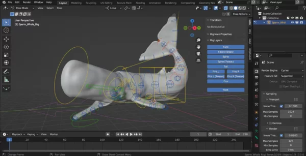 Realistic Sperm Whale Rigged 3D Model 3D Model Creature Guard 3