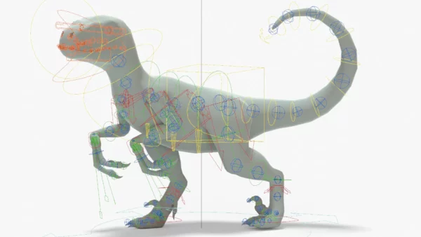 Velociraptor 3D Model Rigged Basemesh Skeleton 3D Model Creature Guard 26
