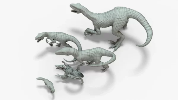 Collection of Raptor 3D Models Rigged Basemesh 3D Model Creature Guard 11