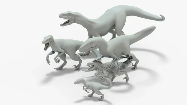 Collection of Raptor 3D Models Rigged Basemesh 3D Model Creature Guard 12