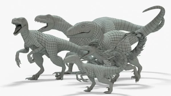 Collection of Raptor 3D Models Rigged Basemesh 3D Model Creature Guard 13