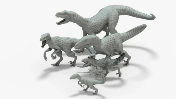 Collection of Raptor 3D Models Rigged Basemesh 3D Model Creature Guard 14