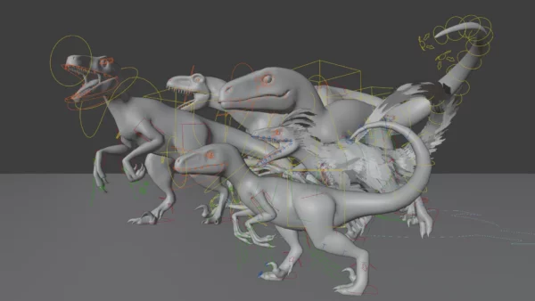 Collection of Raptor 3D Models Rigged Basemesh 3D Model Creature Guard 15