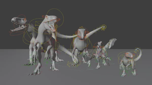 Collection of Raptor 3D Models Rigged Basemesh 3D Model Creature Guard 16