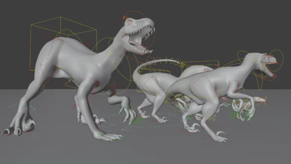 Collection of Raptor 3D Models Rigged Basemesh 3D Model Creature Guard 17