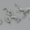 Collection of Raptor 3D Models Rigged Basemesh 3D Model Creature Guard 43
