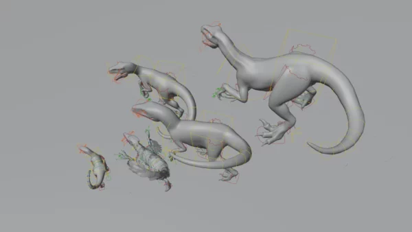 Collection of Raptor 3D Models Rigged Basemesh 3D Model Creature Guard 18