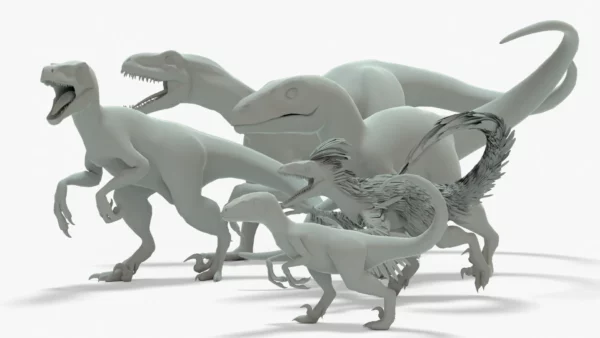 Collection of Raptor 3D Models Rigged Basemesh 3D Model Creature Guard 2