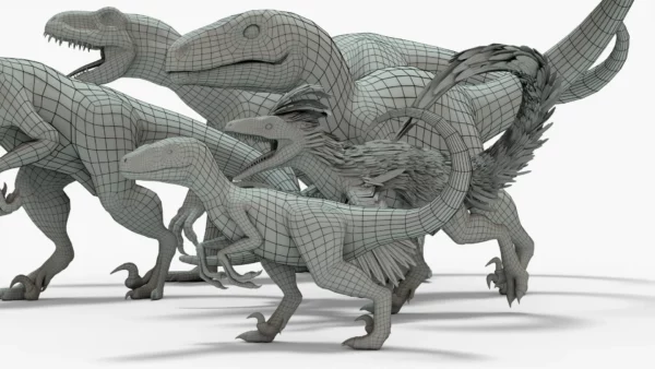 Collection of Raptor 3D Models Rigged Basemesh 3D Model Creature Guard 20