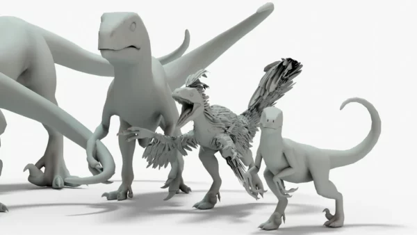 Collection of Raptor 3D Models Rigged Basemesh 3D Model Creature Guard 21
